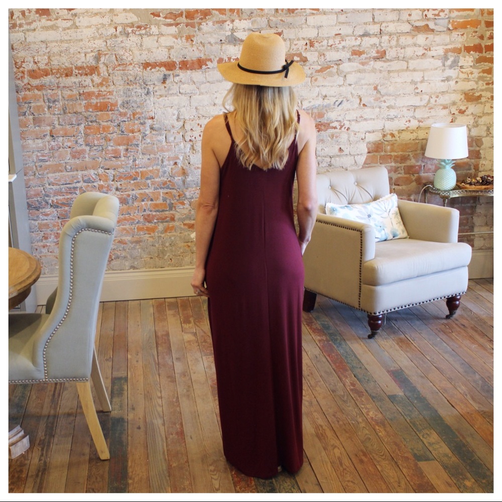✨LAST ONE✨Dark Burgundy V Neck Cami Maxi - Picture 3 of 3
